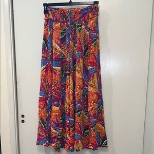 True Destinations Wide-Leg Tropical Vibrant print Palazzo Pants Medium